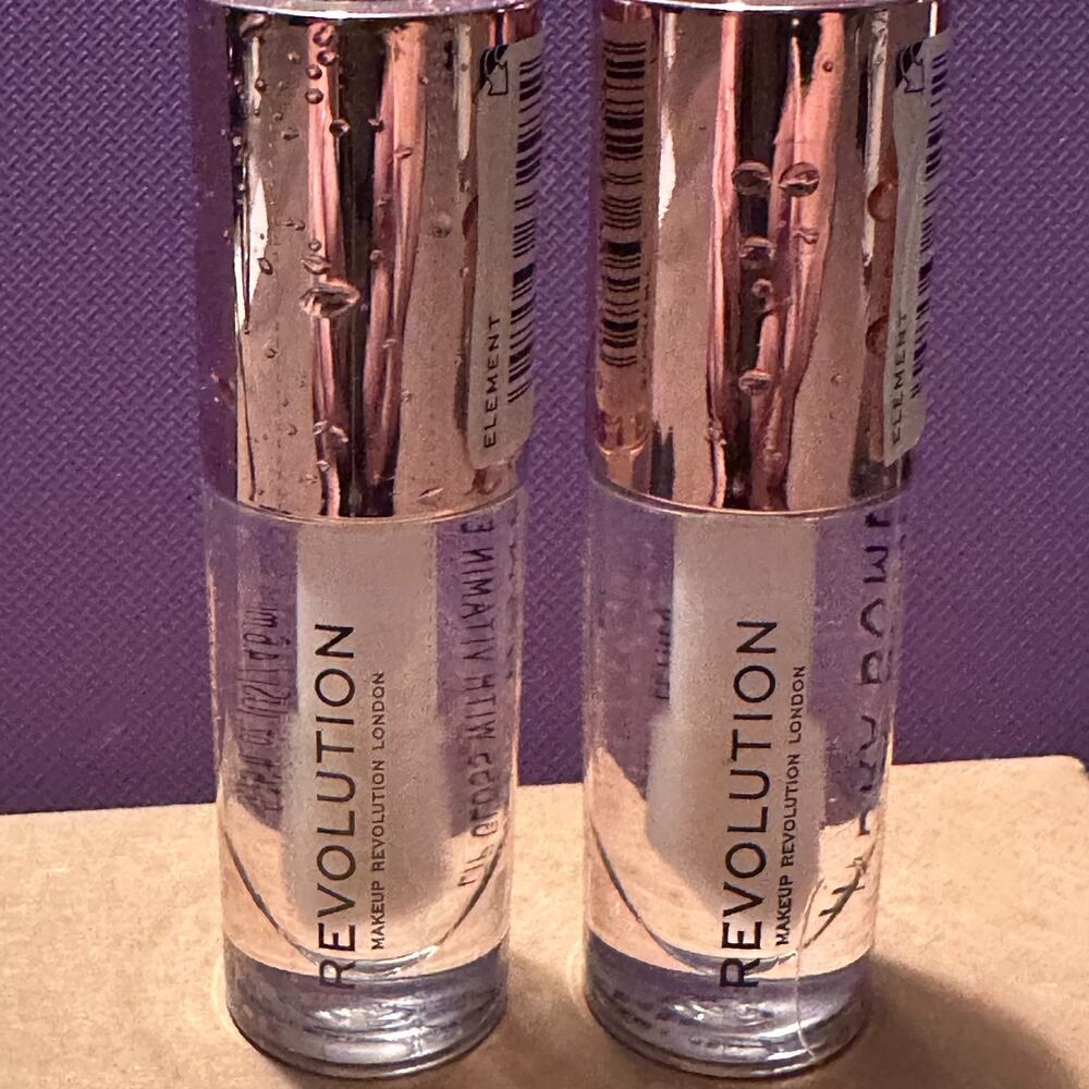 NEW 2 Pack Makeup Revolution Hydra Bomb Lip Gloss "Element" Clear Plumping Vegan